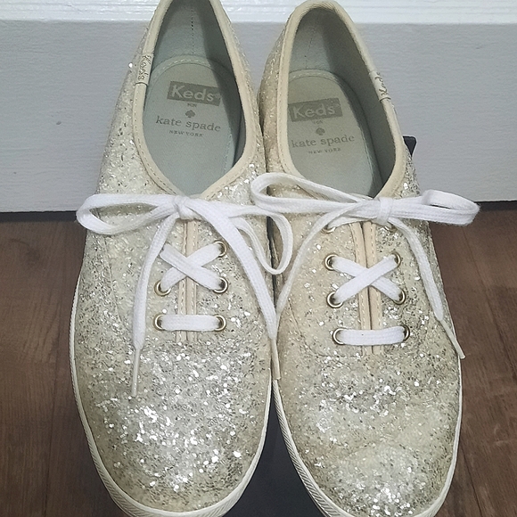 Kate Spade Keds White Sparkle - Picture 1 of 4
